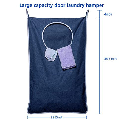 KEEPJOY XL Hanging Laundry Hamper Bag, Large 36"x22" Clothes Hanging Hamper with Strong Hooks for Dirty Clothes Laundry Storage Bag (Blue,1-Pack) - color: Blue