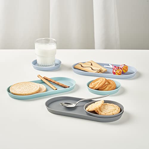 Blue Ginkgo Mini Silicone Trays – Set of 6 Easy-Clean Organizers for Bathroom, Kitchen, Desk, Vanity, and Cosmetics (Blue, Mint, Gray) - color: Blue