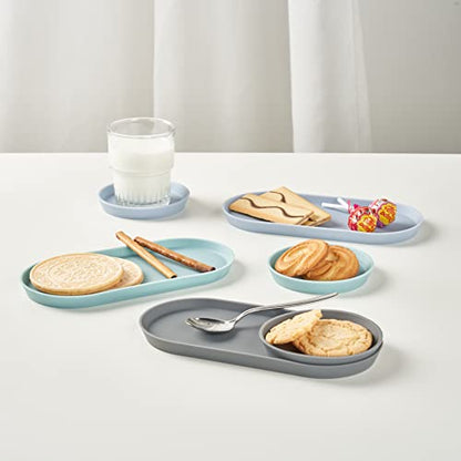 Blue Ginkgo Mini Silicone Trays – Set of 6 Easy-Clean Organizers for Bathroom, Kitchen, Desk, Vanity, and Cosmetics (Blue, Mint, Gray) - color: Blue
