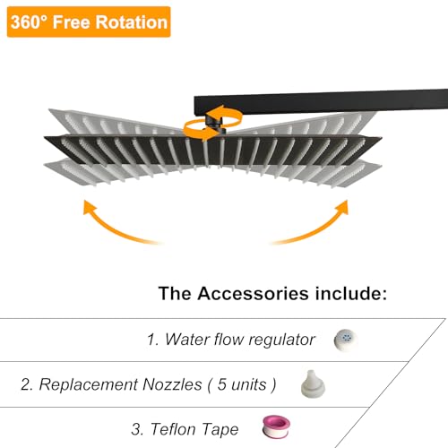 16 In Rain Shower Head High Pressure Rainfall Shower Head Bronze | Square Rain Bathroom Showerhead, High Flow, Large Stainless Steel, Ceiling Mounted, Wall Mounted, Waterfall Full Body - color: Oil Rubbed Bronze, size: 16 Inch