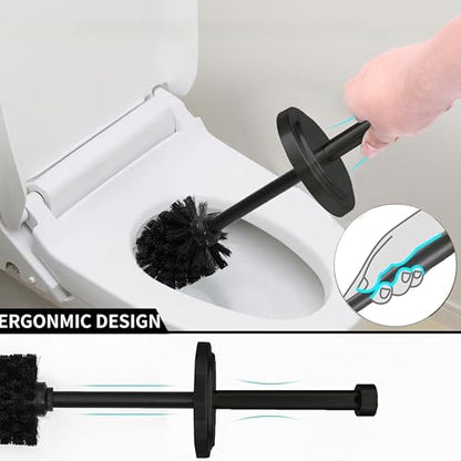 Matte Black Toilet Bowl Brush with Holder, Durable Bathroom Cleaning Tool, Modern Design for Easy Toilet Maintenance, Bathroom Cleaner Brush for Efficient Cleaning and Hygiene - color: Matte Black
