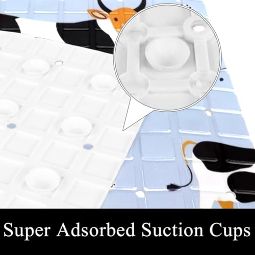 Non Slip Shower Mat Bathtub Mat 15.1x26.8 Inch, Quick Dry Bath Mat with Drain, Soft PVC Bath Mats for Bathroom Tub Shower Floor, Cows Pattern - color: Multi 11