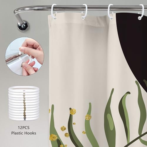 Dark Green Boho Black Bohemian Abstract Bathroom Shower Curtain Set | Teal Geometry look; 72"W x 72"L. waterproof HD print, quick-dry fabric and free hooks for easy setup. - color: A-04black Green, size: 72"W x 72"L (Pack of 1)