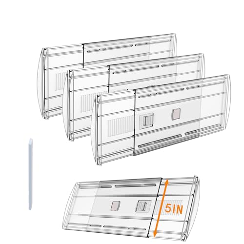 3 Pack Adjustable Heavy-Duty Drawer Dividers for Clothes,5" High Expandable From 13-21" Clear Drawer Organizers, PC Plastic Separators for Dresser/Bedroom/Bathroom/Kitchen/Office Storage - size: 3 PCS-5IN-T3-Clear