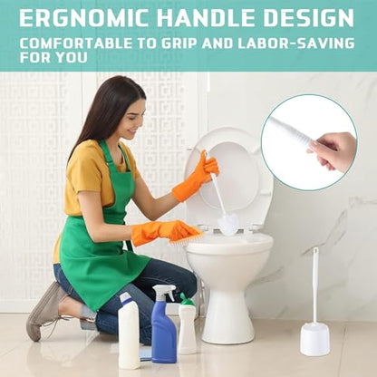 Roshtia 24 Sets Toilet Brush and Holder Set for Bathroom Toilet Bowl Brush Scrubber with Caddy for Deep Cleaning, 14.57 Height (White) - color: White