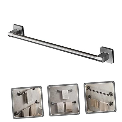 Wall-Mounted Heavy Duty Towel Bar Self-Adhesive Bathroom Rack No Drill Installation for Kitchen Bathroom and Balcony Grey Towel Holder - size: 50X6X6CM