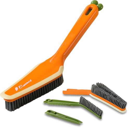3-in-1 Detail Cleaning Brush, Crevice Grout Brush, Orange | Detachable Design Converts Between a Narrow Crevice Brush and Surface Scrubber, Ergonomic Grip & Hard Bristles for Deep Clean - color: Orange