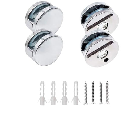 Mirror Clips, Zinc Alloy Mirror Floating Glass Clip - Small Round Wall Mounted Mirrors Bracket/Clip -Bathroom Mirrors Supporting Sheet Mirror Fixed Fitting - (4 Pcs)
