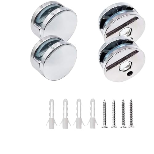 Mirror Clips, Zinc Alloy Mirror Floating Glass Clip - Small Round Wall Mounted Mirrors Bracket/Clip -Bathroom Mirrors Supporting Sheet Mirror Fixed Fitting - (4 Pcs)