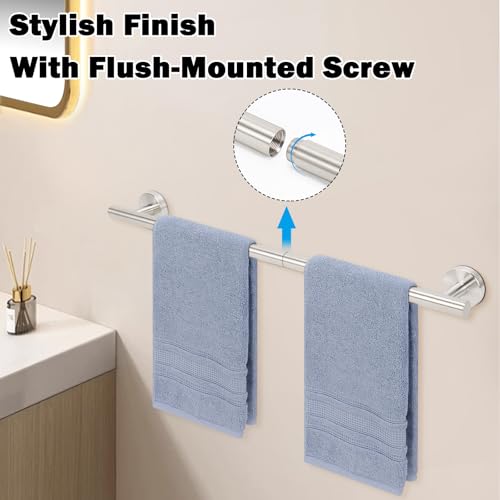 Livabber Bath Towel Bar, 304 Stainless Steel Towel Rack, Heavy Duty Towel Holder Wall Mounted for Bathroom/Kitchen, Usable Hanging Length-20.9 Inch, Total Length-23.7 Inch (Brushed Nickel) - color: Brushed Nickel, size: 24 Inch
