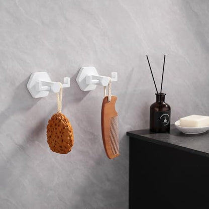 GERZWY White Bathroom Hooks, Double Towel Robe/Coat Clothes Hook Stainless Steel Hanger Wall Hooks Heavy Duty for Bath Wall Mounted 2 Pack - color: White