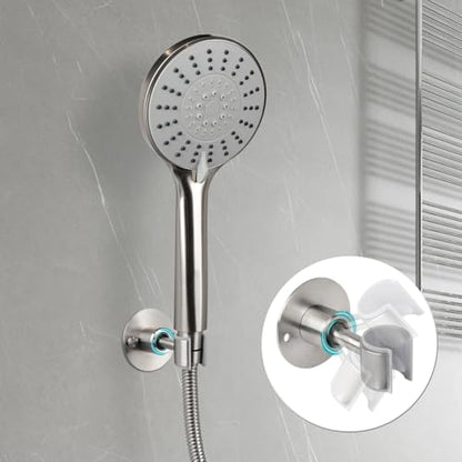 Shower Head Holder Wall Mounted,360° Adjustable SUS304 Stainless Steel Handheld Shower Head Bracket Holder ,Drill or Glue Installation Shower Wand Holder,Brushed Nickel,AN9MG - size: Brushed Nickel