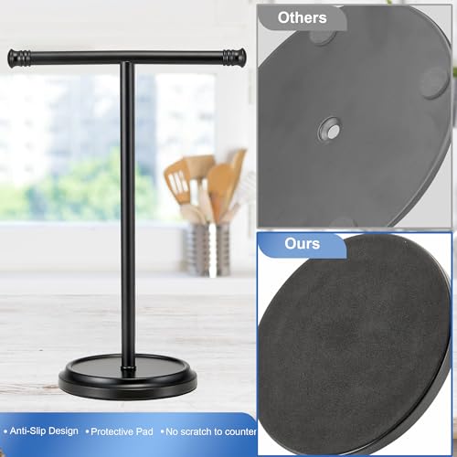 Hand Towel Holder Stand, Free Standing Towel Rack Stand with Stainless Steel Base, Rust-Proof Towel Bar for Bathroom Kitchen Countertop (Black) - color: Black