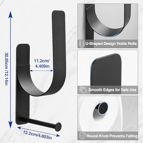 Stick On Bathroom Toilet Paper Holder Holds 2 Spare Rolls | double roll、spare roll storage、extra toilet roll holder、reserve storage