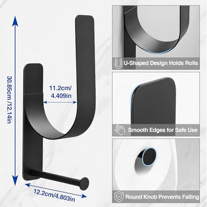 Stick On Bathroom Toilet Paper Holder Holds 2 Spare Rolls | double roll、spare roll storage、extra toilet roll holder、reserve storage