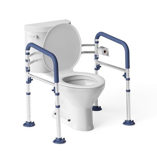 Toilet Safety Rails, Adjustable Bathroom Toilet Frame for Elderly and Handicap, Supports up to 350Lb