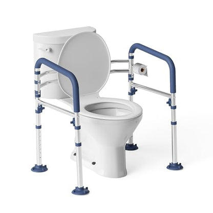 Toilet Safety Rails, Adjustable Bathroom Toilet Frame for Elderly and Handicap, Supports up to 350Lb