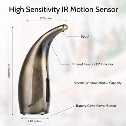 Automatic Soap Dispenser, 300ml Touchless Soap Dispenser, Auto Dish Lotion Dispenser with IP65 Waterproof, Auto Sensor Liquid Soap Dispenser for Kitchen Bathroom Hotel Restaurant (Silver) - color: Silver