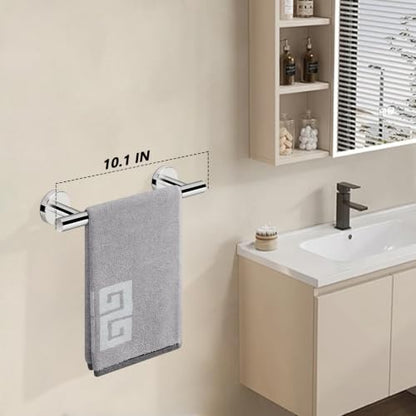 NearMoon Bath Towel Bar, Thicken Stainless Steel Shower Towel Rack Holder Wall Mounted for Bathroom, 10-lnch Overall Length-7-lnch Usable Hanging Space (1 Pack, Chrome Finish) - color: Chrome Finish, size: 10 Inch
