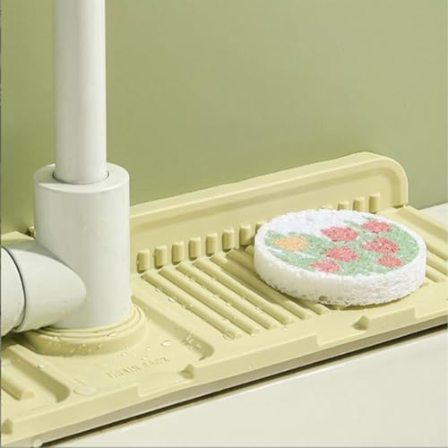 Faucet Guard & Draining Mat, Foldable Self-Draining Faucet Splash Guard Mat, Slope Design Kitchen Sink Splashguard for Home Bathroom Drying Glasses Around (White) - color: White