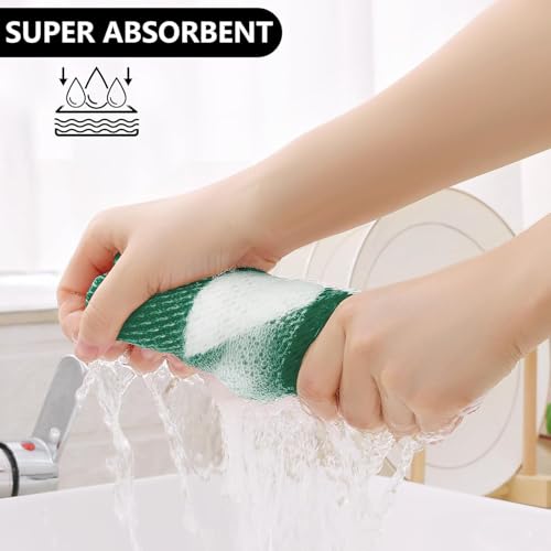 Homaxy 100% Cotton Waffle Weave 6 Pack Dish Cloths, 12" x 12" | White & Dark Green, Waffle Weave, Plaid, Super Soft and Absorbent Dish Rags, Quick Drying - color: White & Dark Green, size: 12 x 12 - 6 Pack
