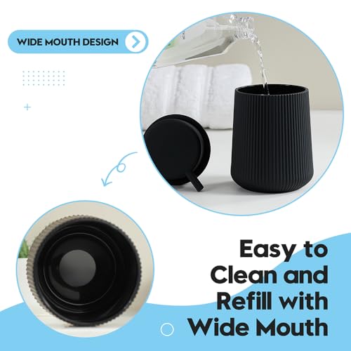 YAUKPH Striped Foaming Hand Soap Dispenser Black | with Leak-Proof Pump for Bathroom and Kitchen Countertop 11oz - color: Black, size: Foaming Dispenser