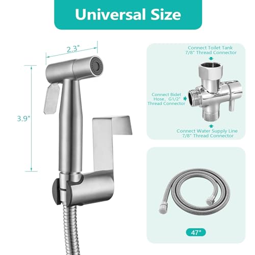 BARROCK Bidet Sprayer for Toilet, Handheld Jet Spray for Existing Toilets with Bidet Hose, Adjustable Water Pressure Muslim Shower, Stainless Steel Cloth Diaper/Feminine Wash Sprayer Brushed Nickel - color: Brushed Nickel