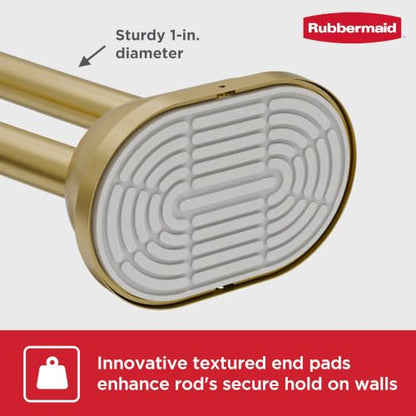 Rubbermaid Double Curved Shower Curtain Rod, No Drill, 50-72 Inches Adjustable Tension Shower Rod for Bathroom, Non-Slip, No Rust, Gold - color: Gold