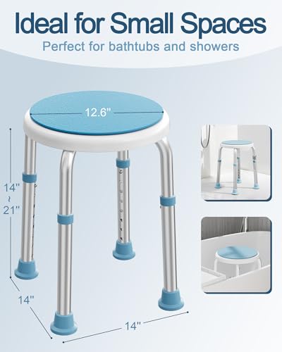 HOMLAND Swivel Shower Chair for Inside Shower, Adjustable Round Shower Stool with Back Scrubber, Shower Seat for Inside Tub Bathroom Bench Bath Chair for Elderly and Disabled