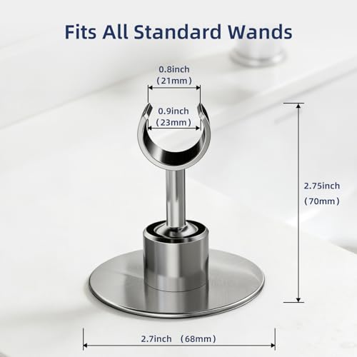 Shower Head Holder Wall Mount, No Drill Strong Adhesive Holder | Adjustable Stainless Steel Handheld Wand Rustproof Bathroom Accessory for Tub and Shower - Non-Potable Use Only
