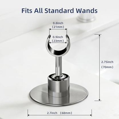 Shower Head Holder Wall Mount, No Drill Strong Adhesive Holder | Adjustable Stainless Steel Handheld Wand Rustproof Bathroom Accessory for Tub and Shower - Non-Potable Use Only