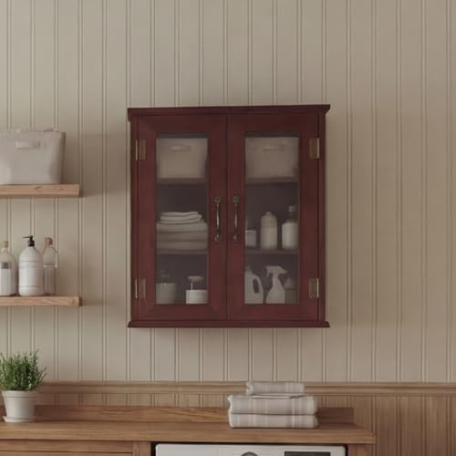 ChooChoo Bathroom Wall Cabinet, Medicine Cabinet with Acrylic Doors, Wall Mounted Over The Toilet Storage Cabinet with Adjustable Shelves for Bathroom, Kitchen, and Laundry Room, Walnut - color: Walnut