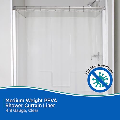 Kenney KN61443 Medium Weight 5 Gauge Waterproof PEVA Shower Curtain Liner with Rust-Resistant Metal Grommets and Weighted Magnetic Hem for Bathroom, 70" W x 72" H, Clear, 1-Pack - color: Clear, size: 70"W x 72"L (Pack of 1)