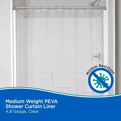 Kenney KN61443 Medium Weight 5 Gauge Waterproof PEVA Shower Curtain Liner with Rust-Resistant Metal Grommets and Weighted Magnetic Hem for Bathroom, 70" W x 72" H, Clear, 1-Pack - color: Clear, size: 70"W x 72"L (Pack of 1)