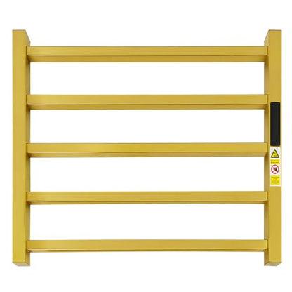 WMHYLYH Luxury 5 Bar Towel Warmer Rack for Bathroom, Wall Mounted Electric Heated Towel Rack with Timer & Fahrenheit Temperature Control, Stainless Steel Towel Heater for Bathroom(Brushed Gold) - size: 5 Bars