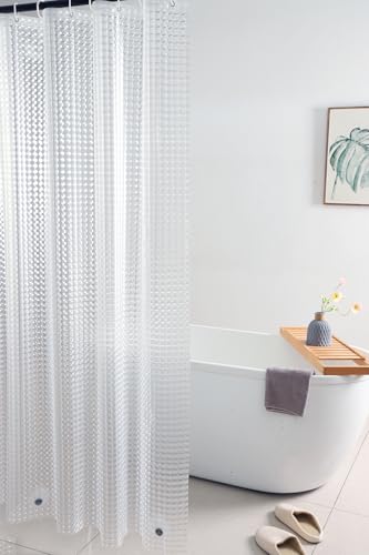 Shower Curtain Liner 74 Inches Long, EVA Heavy Duty Clear Shower Liner with 3 Strong Weights, 3D Square, 72 x 74 Inch - color: 3d Square, size: 72"W x 74"L (Pack of 1)