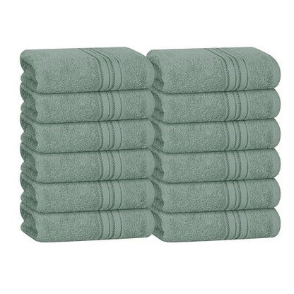 BOUTIQUO Ultra Soft Cotton Washcloths, Contains 12 Piece Face Cloths 12x12 inch, Ideal for Everyday use Face Towels, Compact & Lightweight Multi Purpose Washcloths - Jade - color: Jade, size: Washcloths - Set of 12