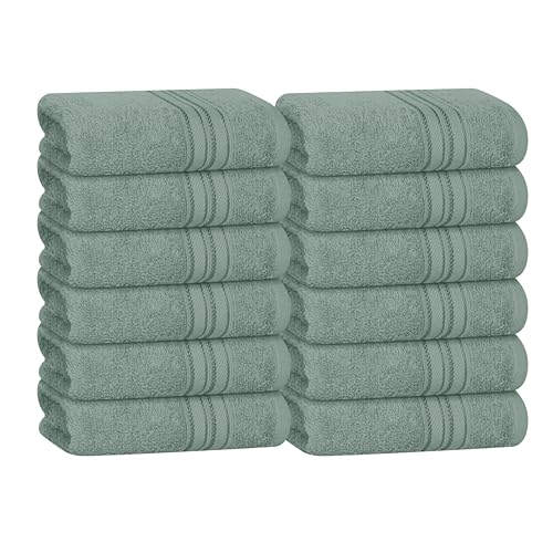 BOUTIQUO Ultra Soft Cotton Washcloths, Contains 12 Piece Face Cloths 12x12 inch, Ideal for Everyday use Face Towels, Compact & Lightweight Multi Purpose Washcloths - Jade - color: Jade, size: Washcloths - Set of 12