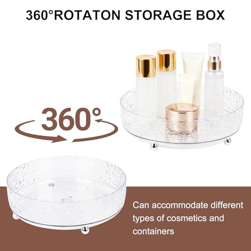 360° Rotating Makeup Organizer, 9" Clear Perfume Organizer Turntable Lazy Susan for Vanity, Pantry, Bathroom Counter, Cabinet, Spinning Cosmetic Storage Holder for Skincare, Perfume, Lotions - size: 9 inch