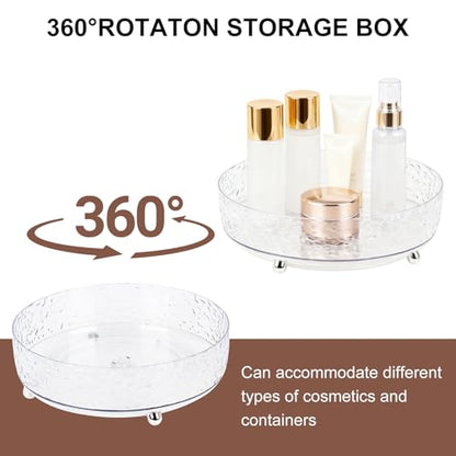 360° Rotating Makeup Organizer, 9" Clear Perfume Organizer Turntable Lazy Susan for Vanity, Pantry, Bathroom Counter, Cabinet, Spinning Cosmetic Storage Holder for Skincare, Perfume, Lotions - size: 9 inch