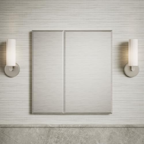 Kohler CB-CLC2526FS Bathroom Medicine Cabinet with Mirror, Beveled Mirror Doors, Adjustable Shelves, Rectangular Beveled Edge, 25 in. W x 26 in. H - size: 25 in. x 26 in., style: Beveled Edge