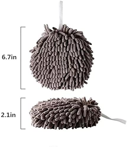 Ivymei 3 Pack Fuzzy Chenille Hand Towels Ball Cute Hanging Hand Towels with Loop for Kitchen Bathroom,Soft Absorbent Hand Bath Towels(2 Grey) - color: 2 Grey