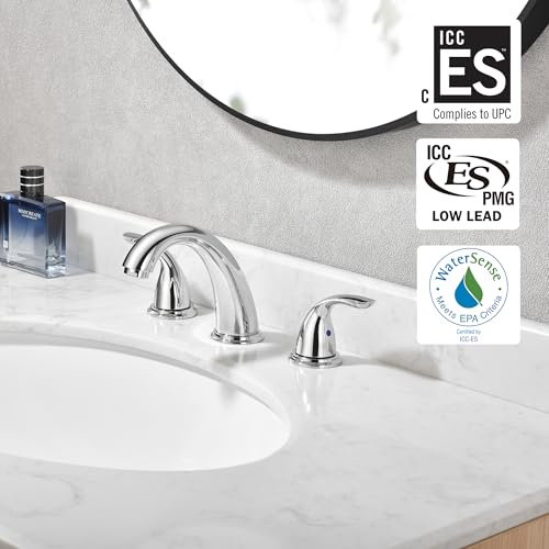sumerain Widespread Bathroom Faucet 8 inch 3 Hole Bathroom Sink Faucet Chrome - color: Chrome