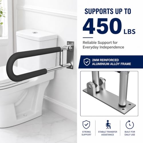 Handicap Grab Bars Rails 23.6 Inch Toilet Handrails Bathroom Safety Bar Toilet Support Rail Handicapped Handrail Accessories for Seniors Elderly (23.6inch) - size: 1 Count (Pack of 1)