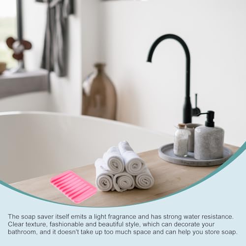uxcell 2 Pcs Self Draining Silicone Soap Dish, Soap Tray with Drainage for Bathroom Shower Kitchen Sink, 4.5" x 3.1" x 0.4", Pink - color: Pink