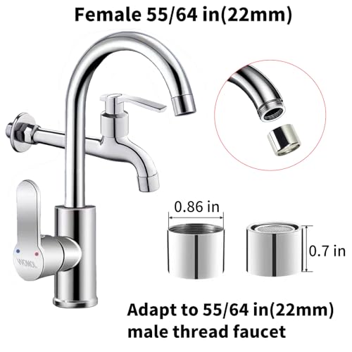 Bathroom Sink Aerator,2.2 GPM Faucet Aerator, Made of Solid Brass and Stainless Steel,55/64 Inch Female Thread Faucet Replacement with Gasket,For Kitchen and Bathroom,4PCS(Silver) - style: Female-4PCS
