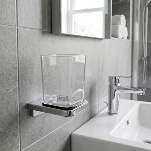 ECKOREA® Polished Chrome Tumbler Holder ECK-405C, Tumbler Included, Durable Zinc Alloy, Wall-Mounted, Screw-in - size: ECK-405C