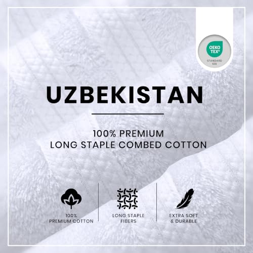 Bath Towels Set of 4 Extra Large Towels Set, 30x60 in, 100% Uzbek Cotton 600 GSM, Oeko-TEX, Larger & Lighter Weight, Quicker to Dry, Super Soft and Absorbent, Perfect for Bathroom – White - color: White
