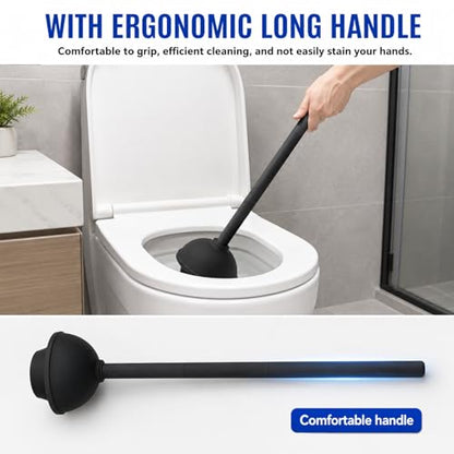 Toilet Plunger and Bowl Brush with Holder, Heavy Duty Toilet Brush and Plunger Set for Bathroom Cleaning, 1 Set (Black) - color: Black