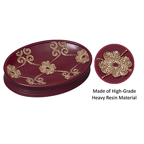 Zahari Home 4pc Elegant Rose Burgundy Bathroom Set Classic Bathroom Lotion Dispenser, Tumbler, Toothbrush Case and Bar Soap Holder Modern Uunique Design Burgundy Red Bathroom Accessories - color: Elegant Rose, style: 4 Piece Set